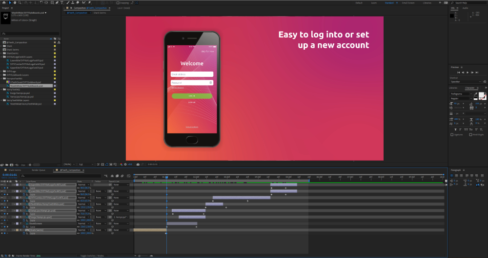 screenshot of after effect project